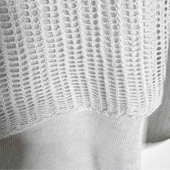 Eileen Fisher Linen Knit Mesh Overlay Tiered Layered Sweater Top White Size XXS - Picture 9 of 12